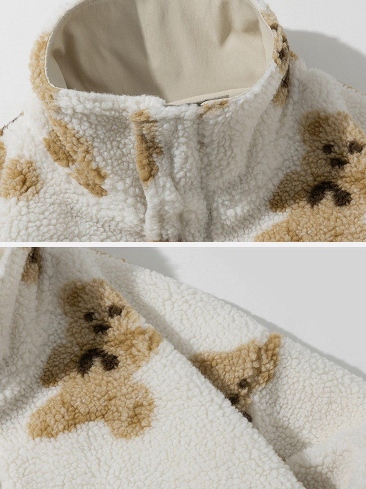 Tntwear® - Cute Bear Reversible Sherpa Coat - tntwear1
