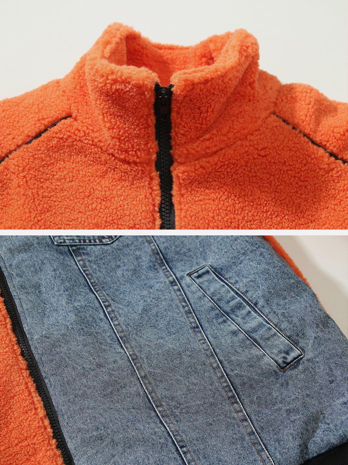 Tntwear® - Denim Paneled Sherpa Coat - tntwear1