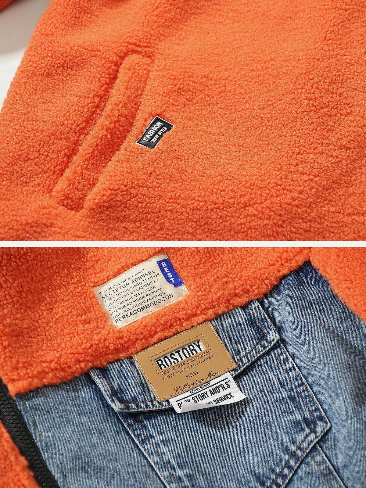 Tntwear® - Denim Paneled Sherpa Coat - tntwear1
