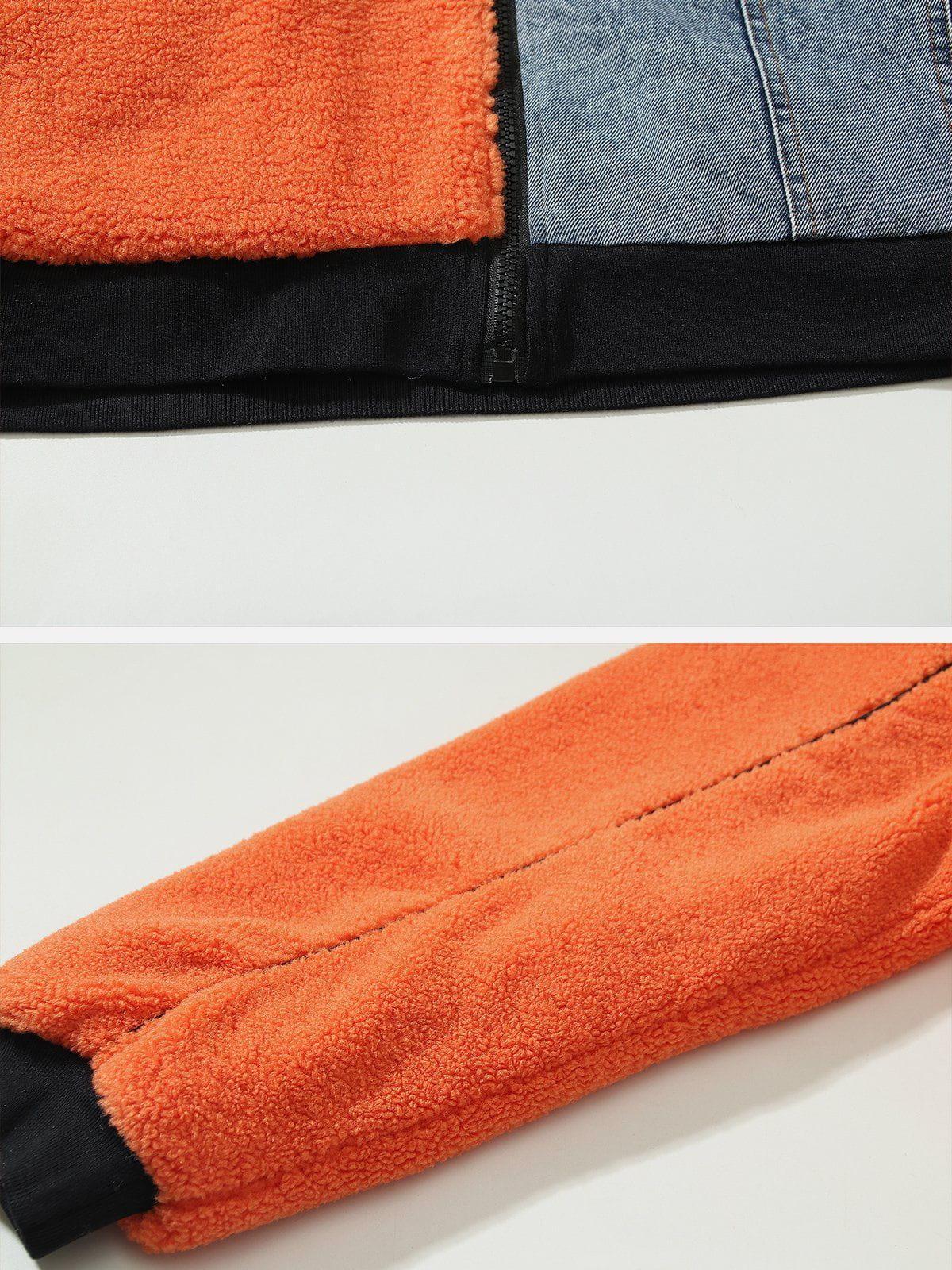Tntwear® - Denim Paneled Sherpa Coat - tntwear1