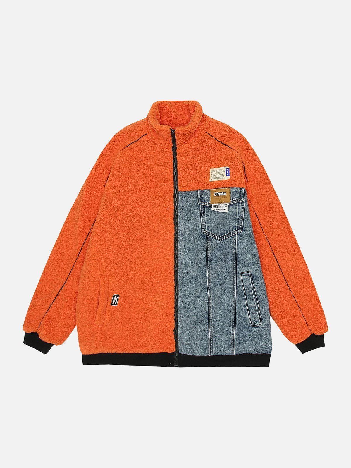 Tntwear® - Denim Paneled Sherpa Coat - tntwear1