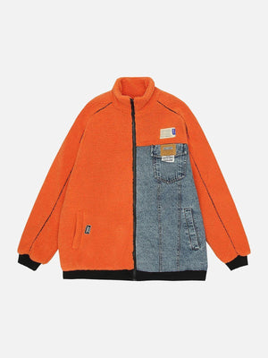 Tntwear® - Denim Paneled Sherpa Coat - tntwear1