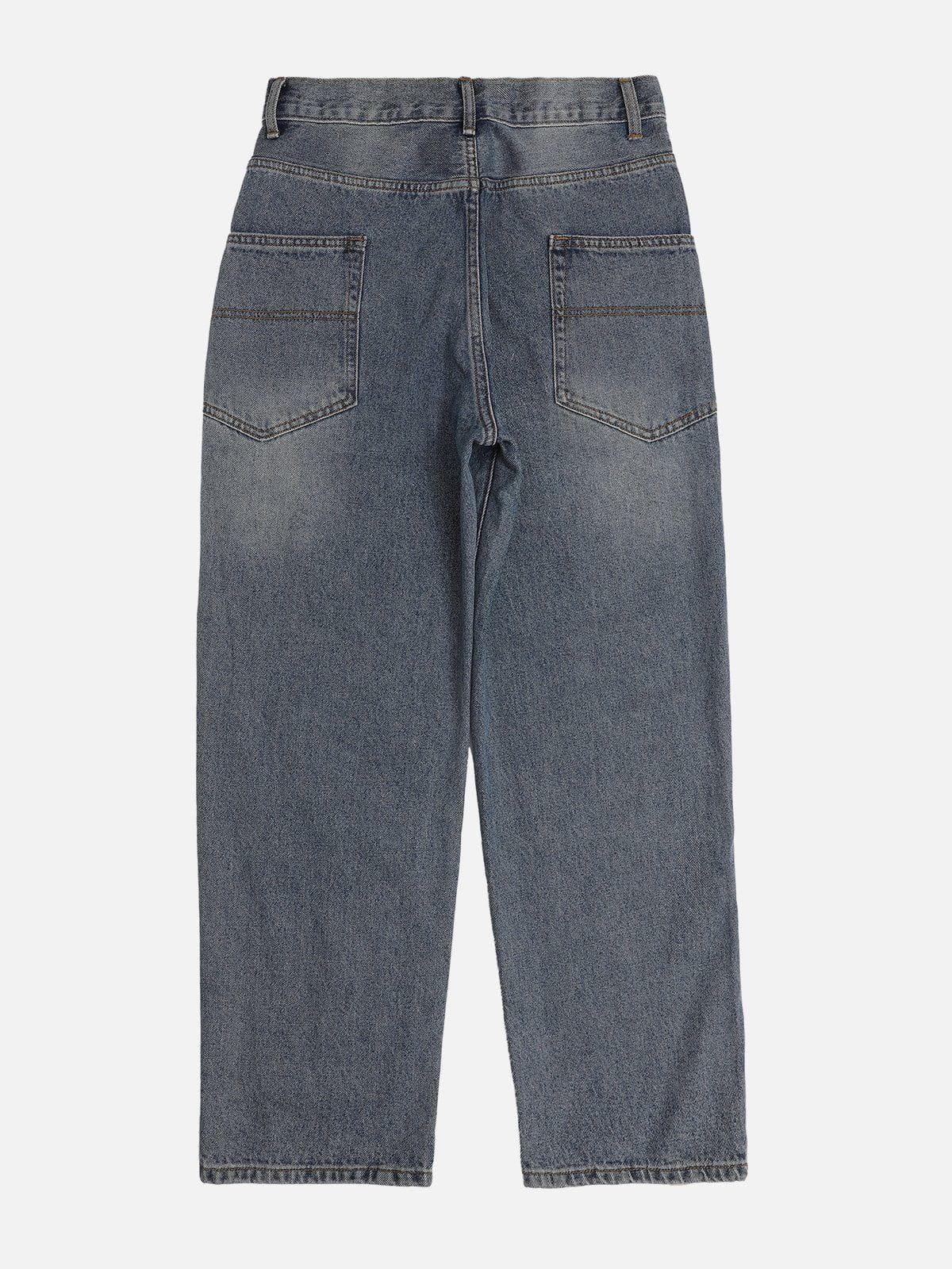 Tntwear® - Distressed Stitched Patched Jeans - tntwear1