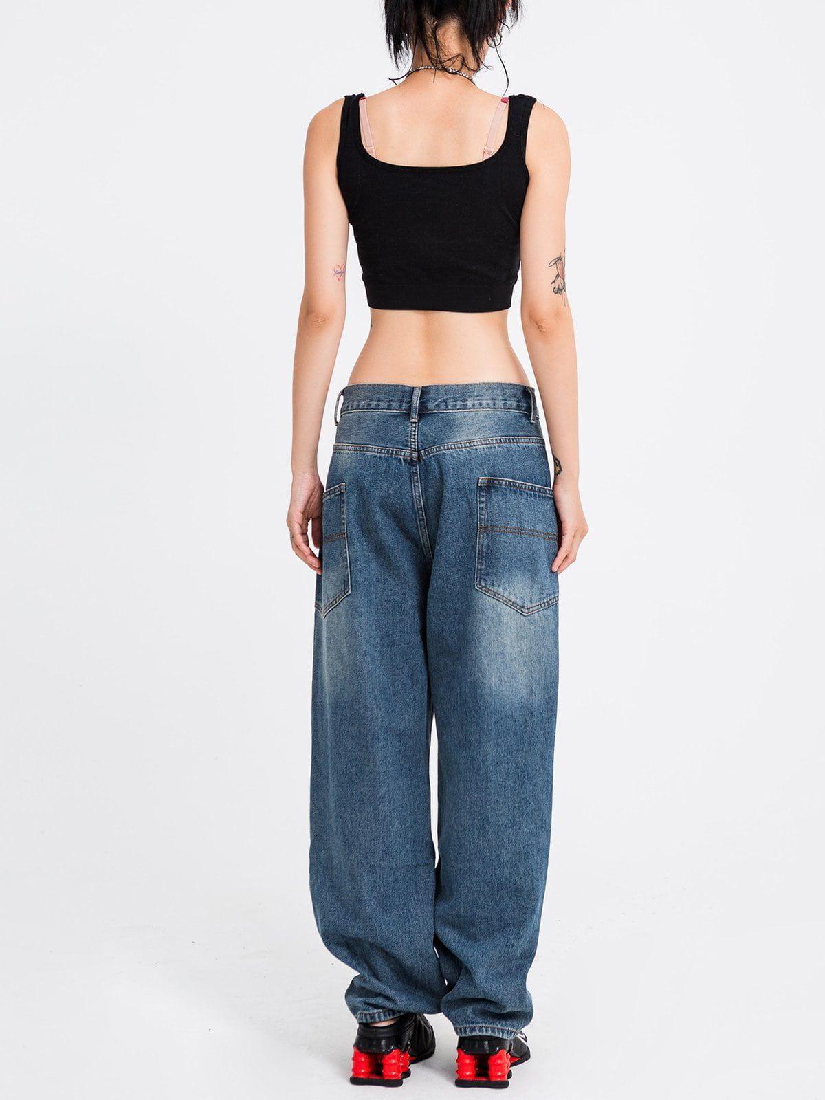 Tntwear® - Distressed Stitched Patched Jeans - tntwear1