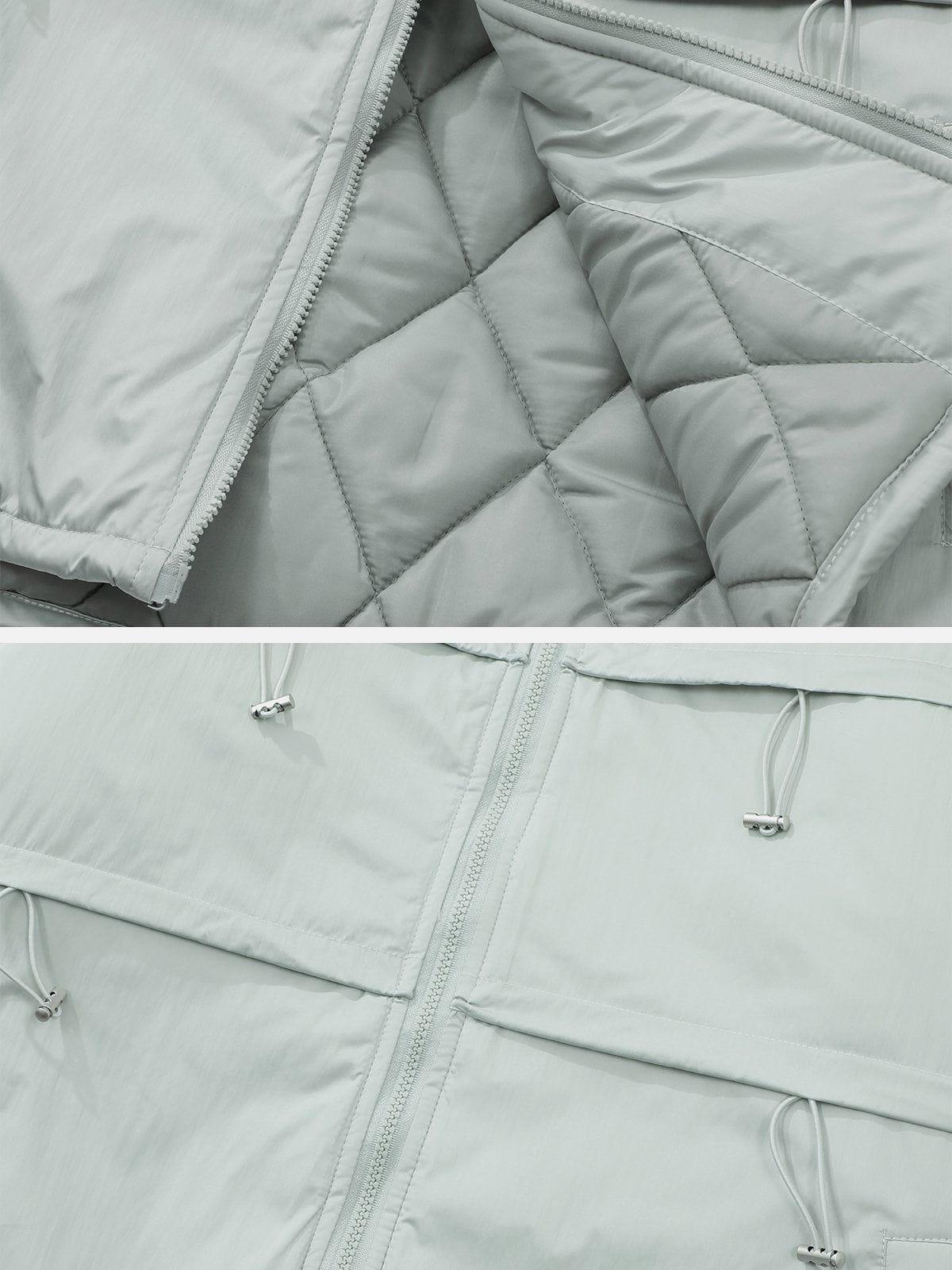 Tntwear® - Drawstring Layered Solid Winter Coat - tntwear1