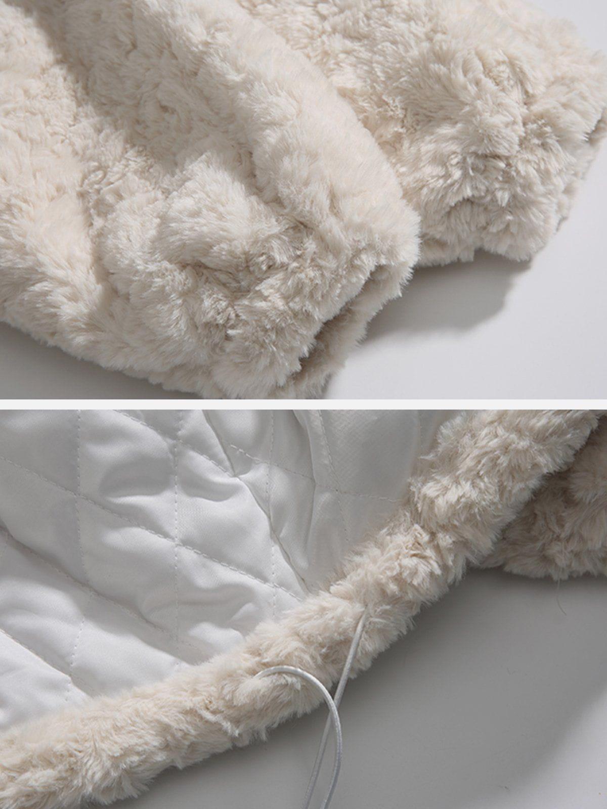 Tntwear® - Embroidered Lettering Sherpa Coat - tntwear1