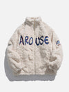 Tntwear® - Embroidered Lettering Sherpa Coat - tntwear1