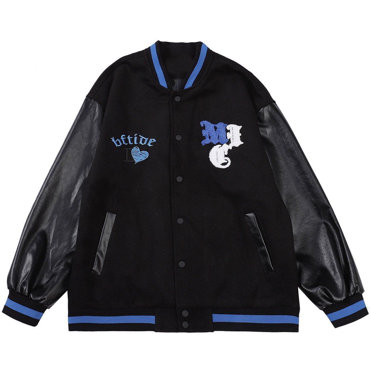 Tntwear® - Embroidered Letters Checkerboard Winter Coat - tntwear1