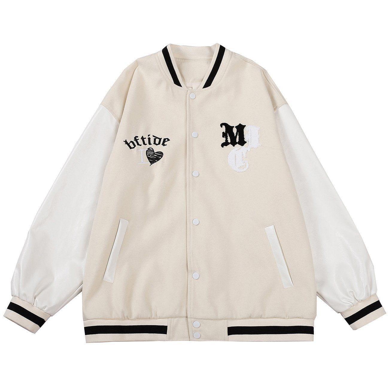 Tntwear® - Embroidered Letters Checkerboard Winter Coat - tntwear1