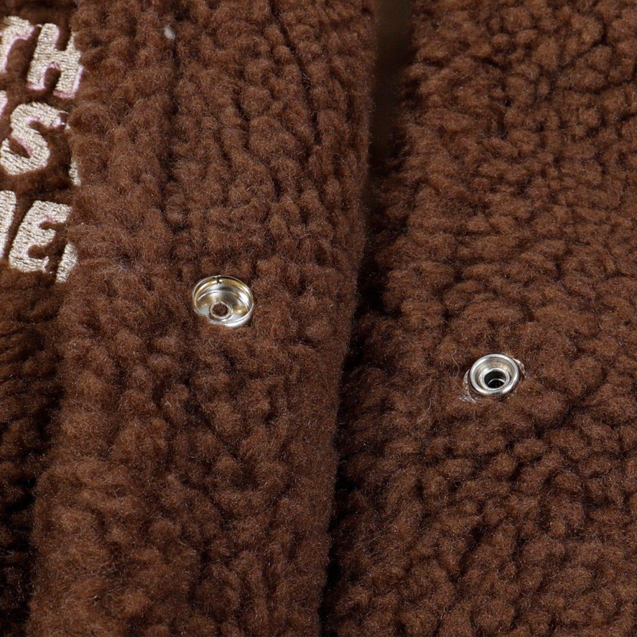 Tntwear® - Embroidered Letters Sherpa Winter Coat - tntwear1