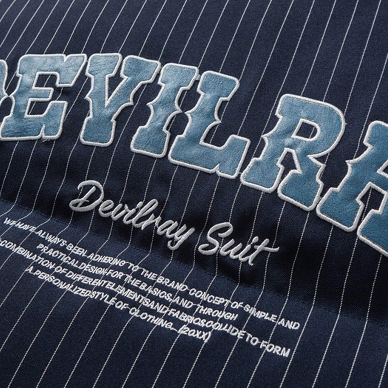 Tntwear® - Embroidered Letters Stripe Puffer Jacket - tntwear1