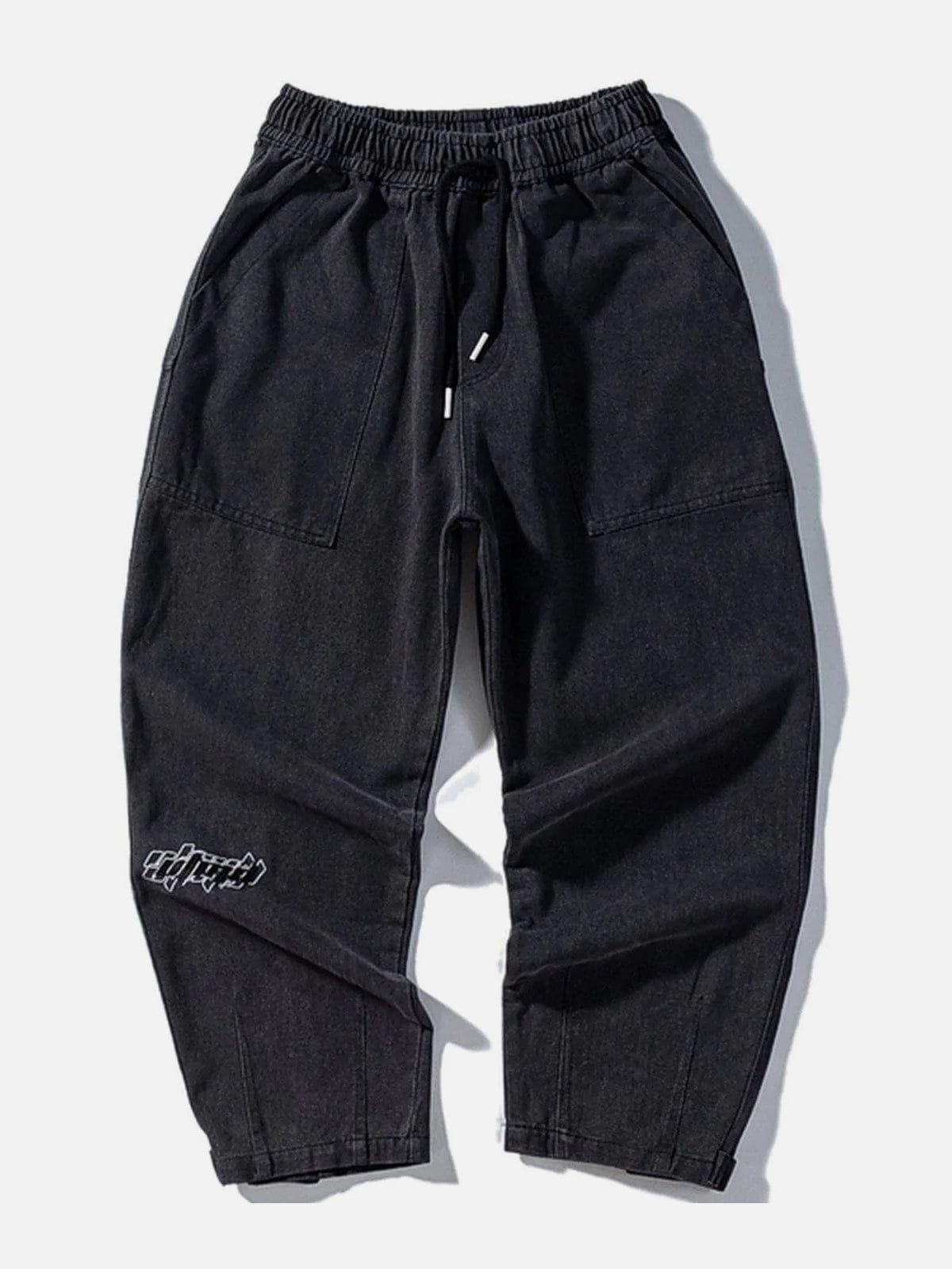 Tntwear® - Embroidered Washed Straight-leg Jeans - tntwear1