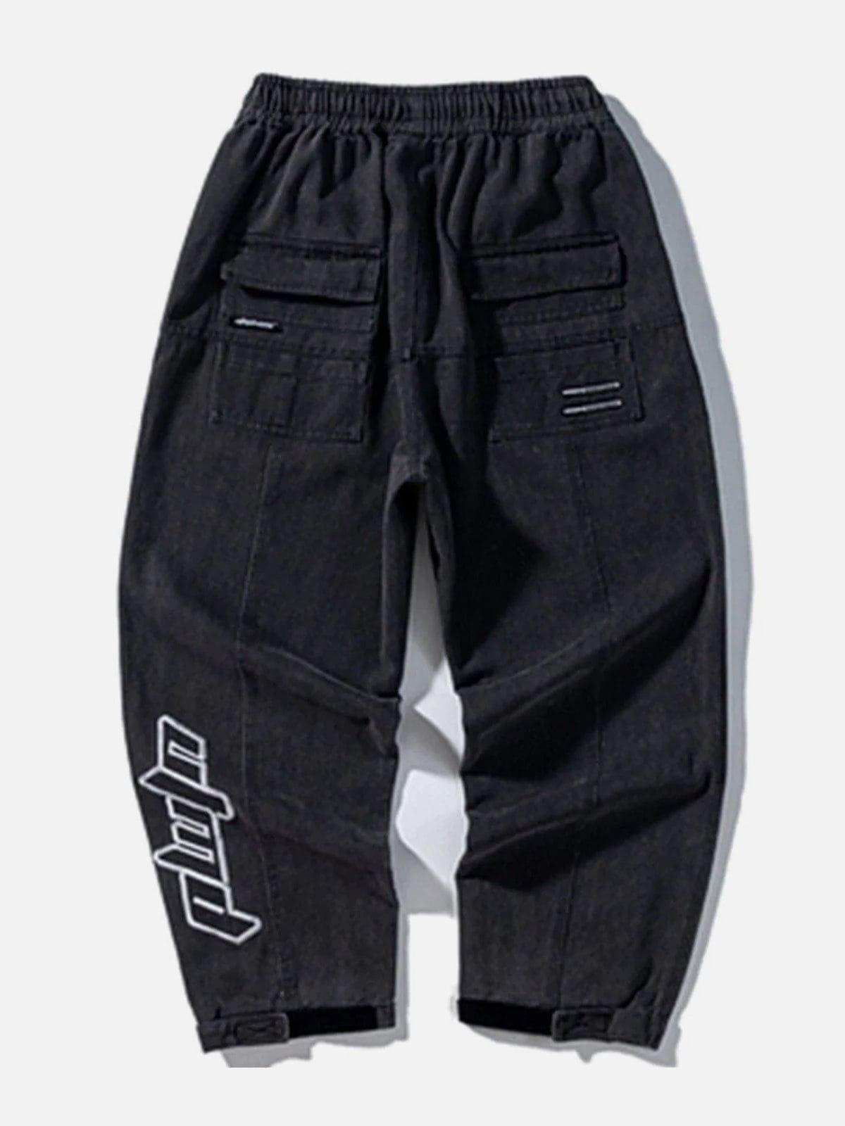 Tntwear® - Embroidered Washed Straight-leg Jeans - tntwear1