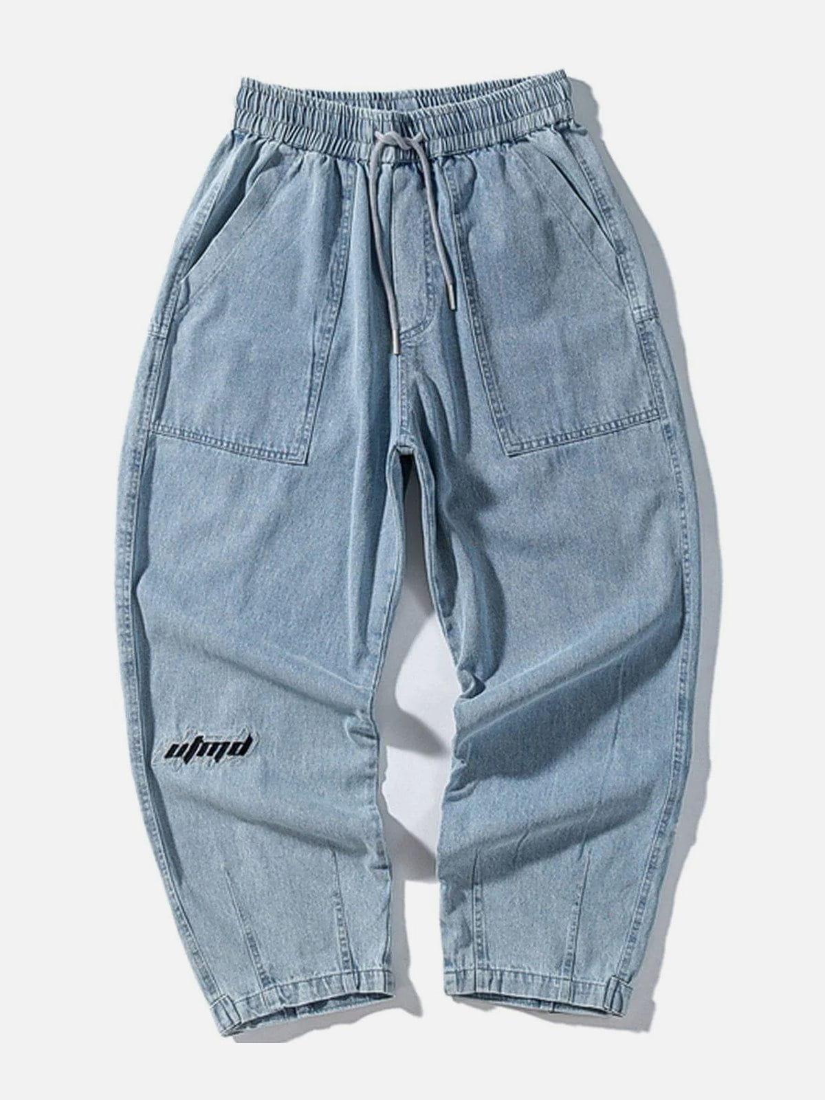 Tntwear® - Embroidered Washed Straight-leg Jeans - tntwear1