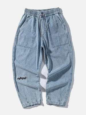 Tntwear® - Embroidered Washed Straight-leg Jeans - tntwear1