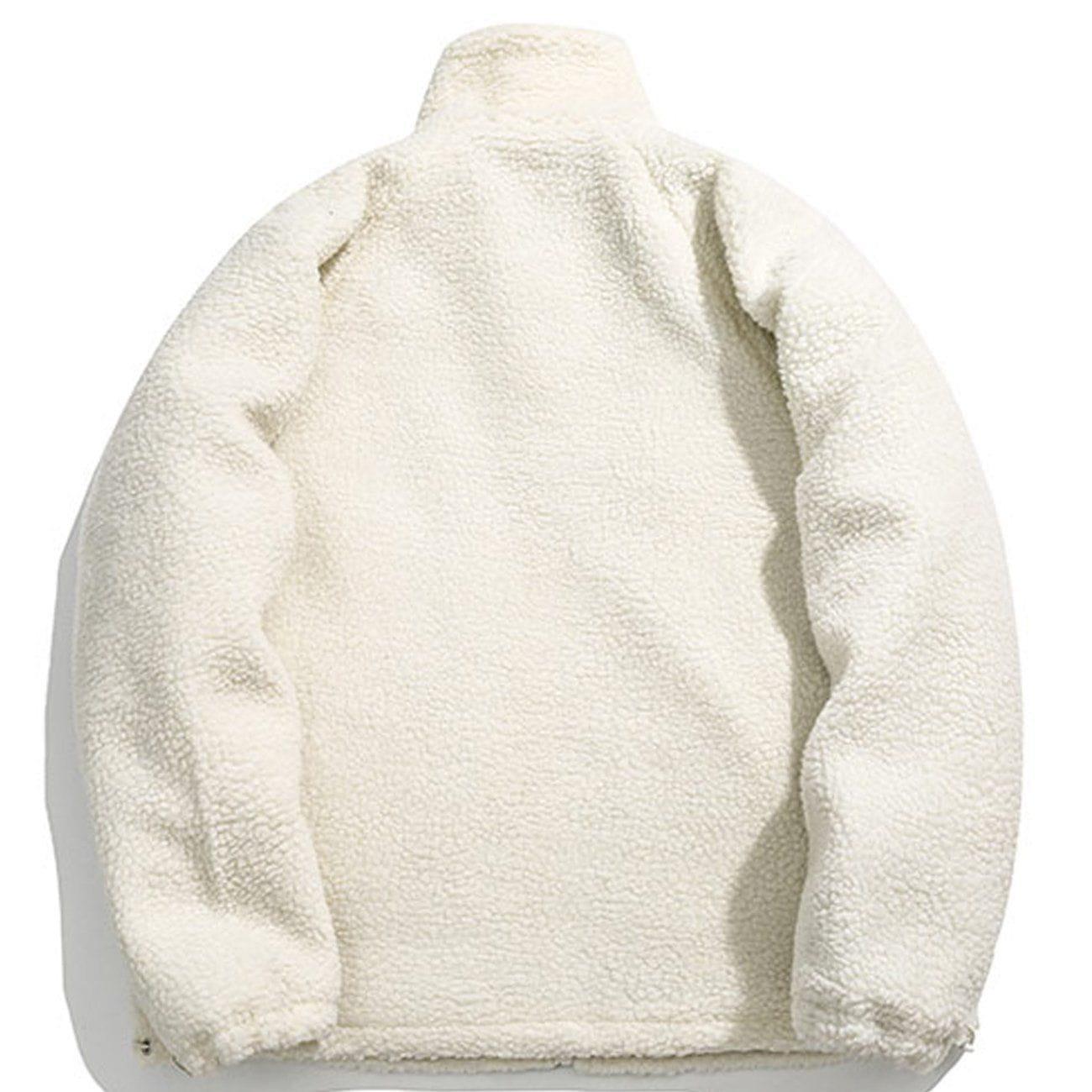 Tntwear® - Embroidery Letter Sherpa Winter Coat - tntwear1