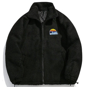 Tntwear® - Embroidery Letter Sherpa Winter Coat - tntwear1