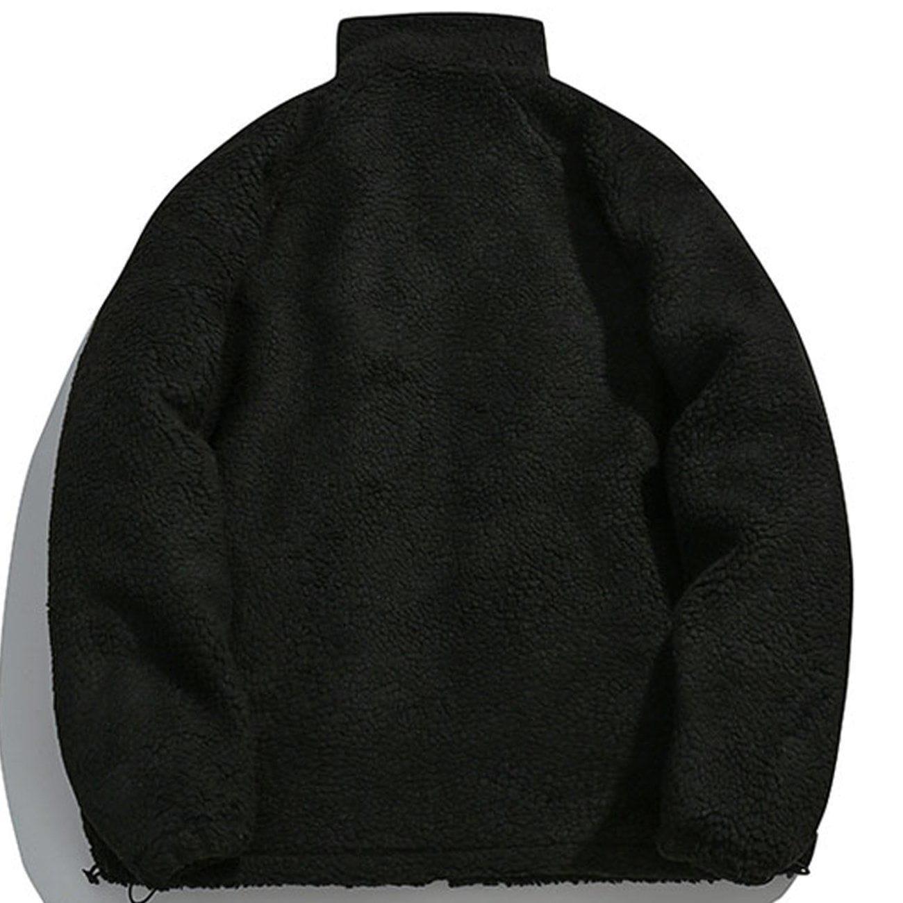 Tntwear® - Embroidery Letter Sherpa Winter Coat - tntwear1