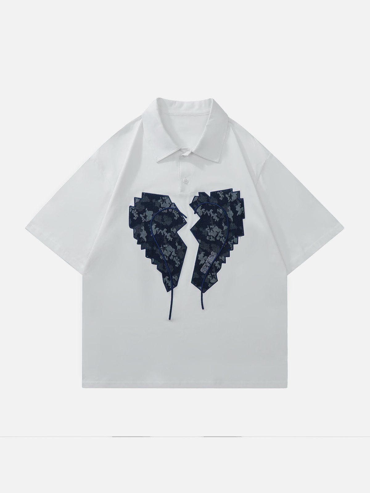 Tntwear® - Embroidery Split Heart Short Sleeve Shirts - tntwear1