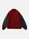 Tntwear® - Flame Embroidery Patchwork PU Jacket - tntwear1