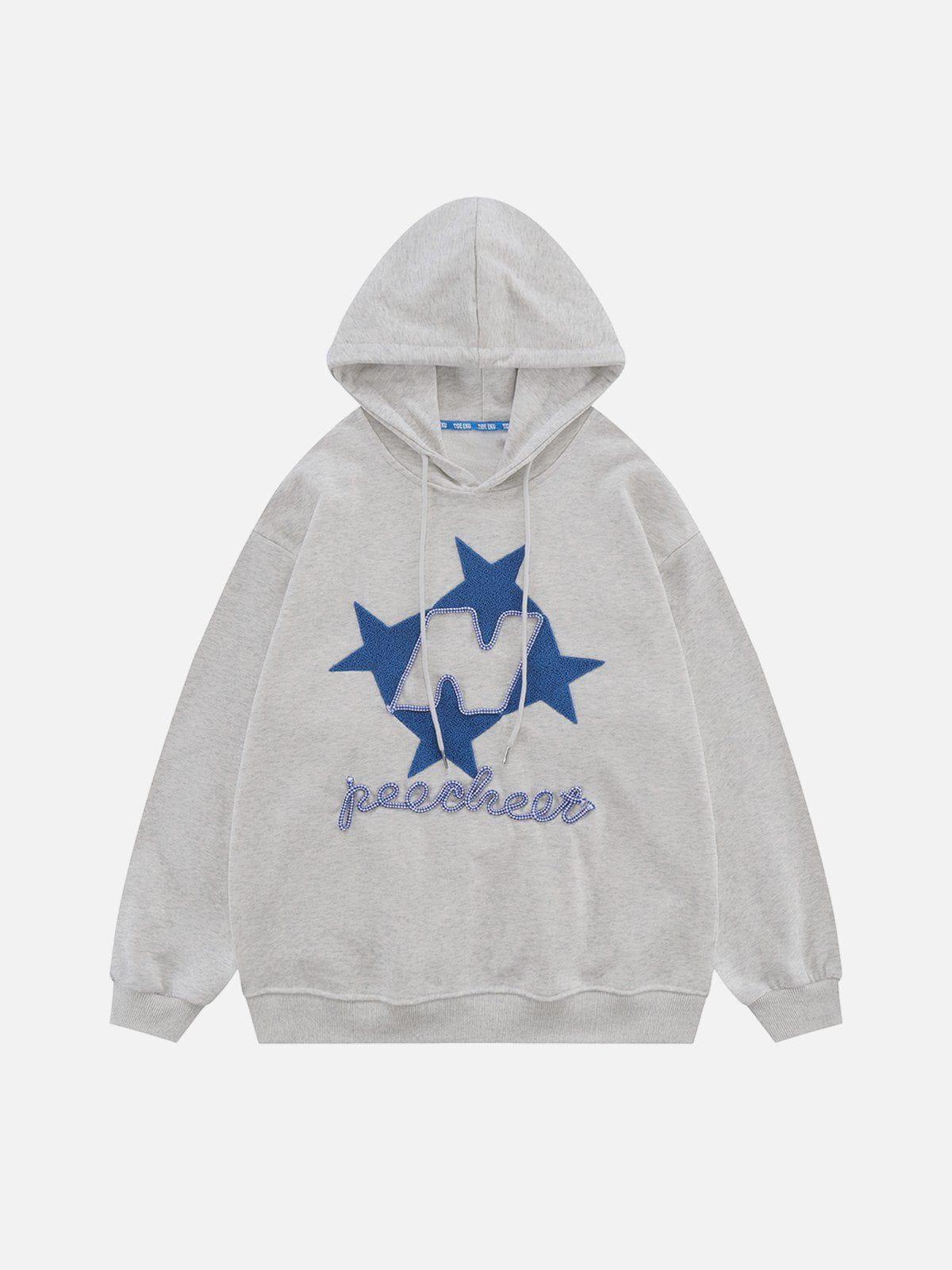 Tntwear® - Flocked Stars Print Hoodie - tntwear1