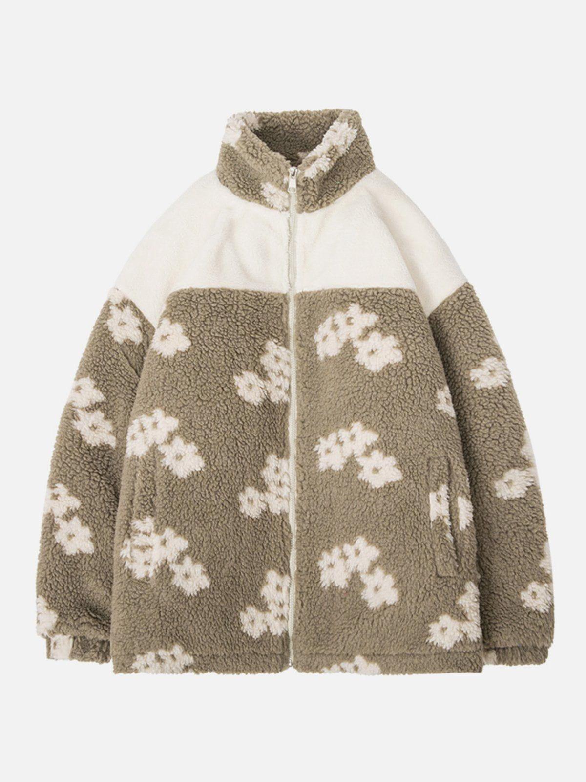 Tntwear® - Flowers Sherpa Coat - tntwear1
