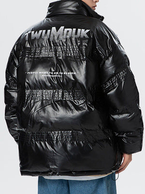 Tntwear® - Glossy Gradient Letters Winter Coat - tntwear1