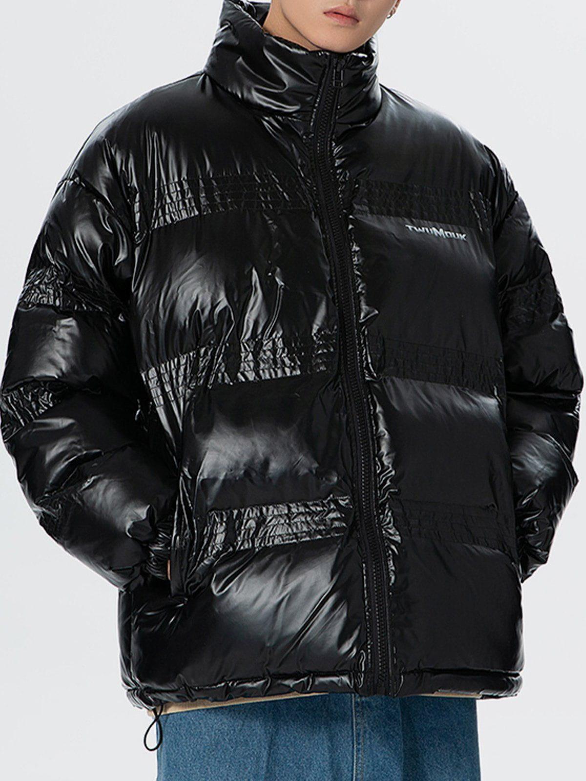 Tntwear® - Glossy Gradient Letters Winter Coat - tntwear1