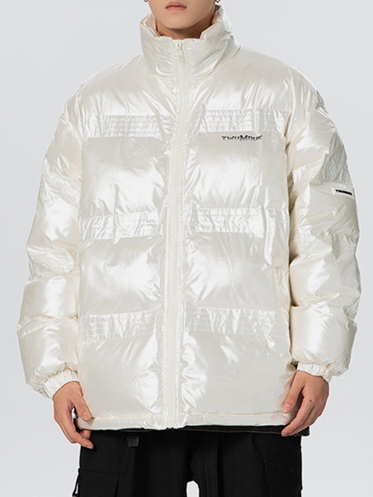 Tntwear® - Glossy Gradient Letters Winter Coat - tntwear1
