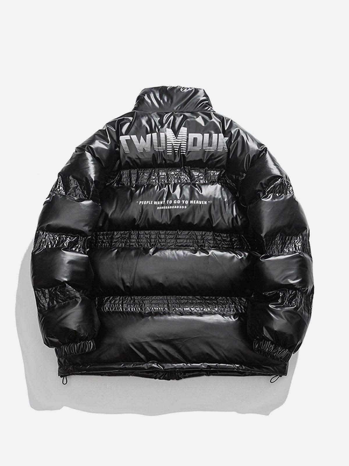 Tntwear® - Glossy Gradient Letters Winter Coat - tntwear1