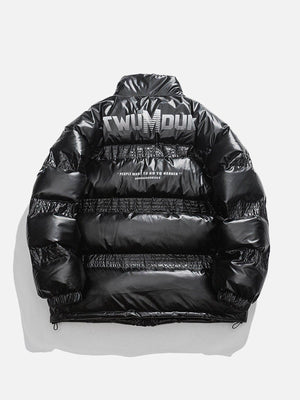 Tntwear® - Glossy Gradient Letters Winter Coat - tntwear1