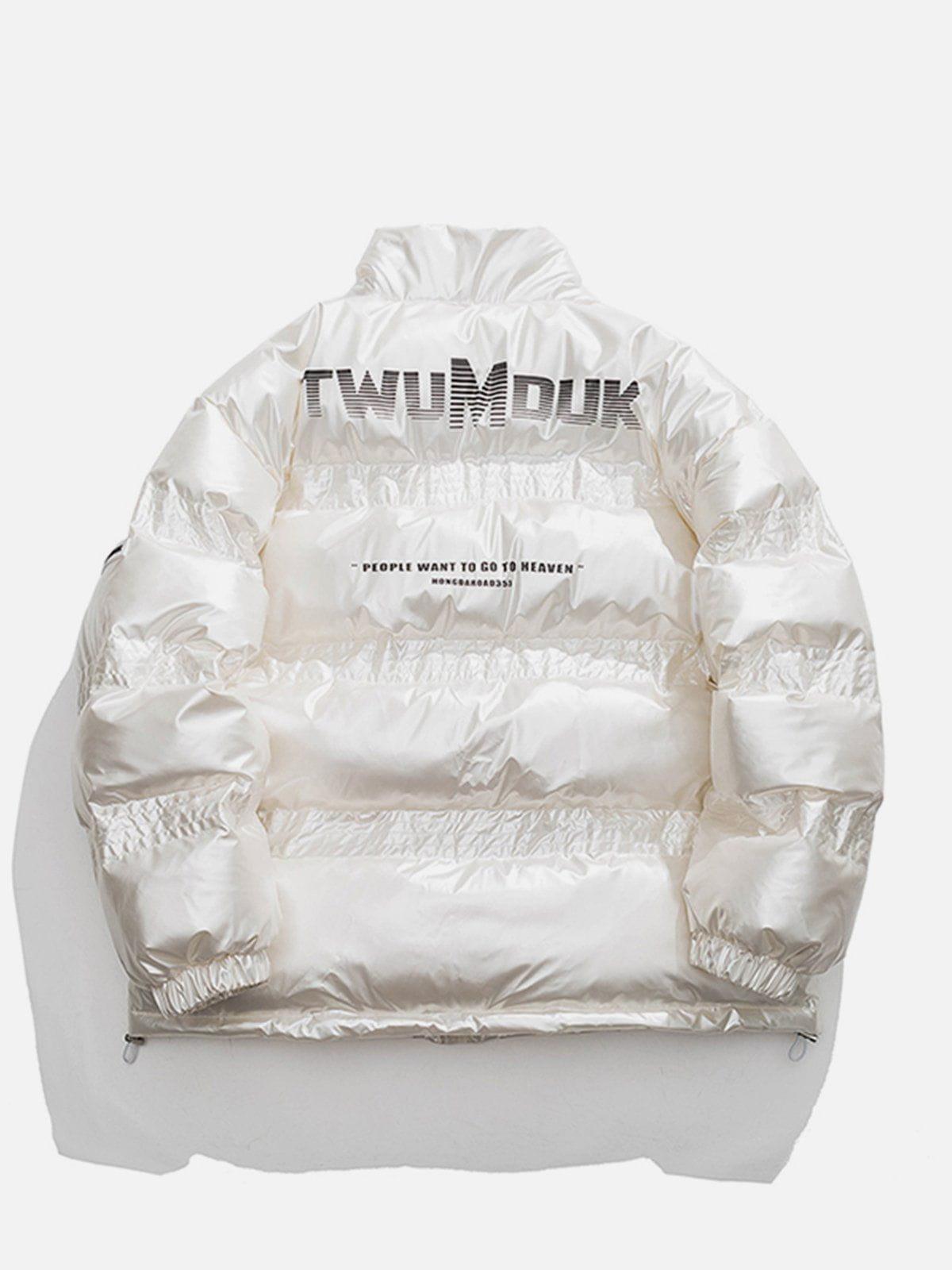 Tntwear® - Glossy Gradient Letters Winter Coat - tntwear1