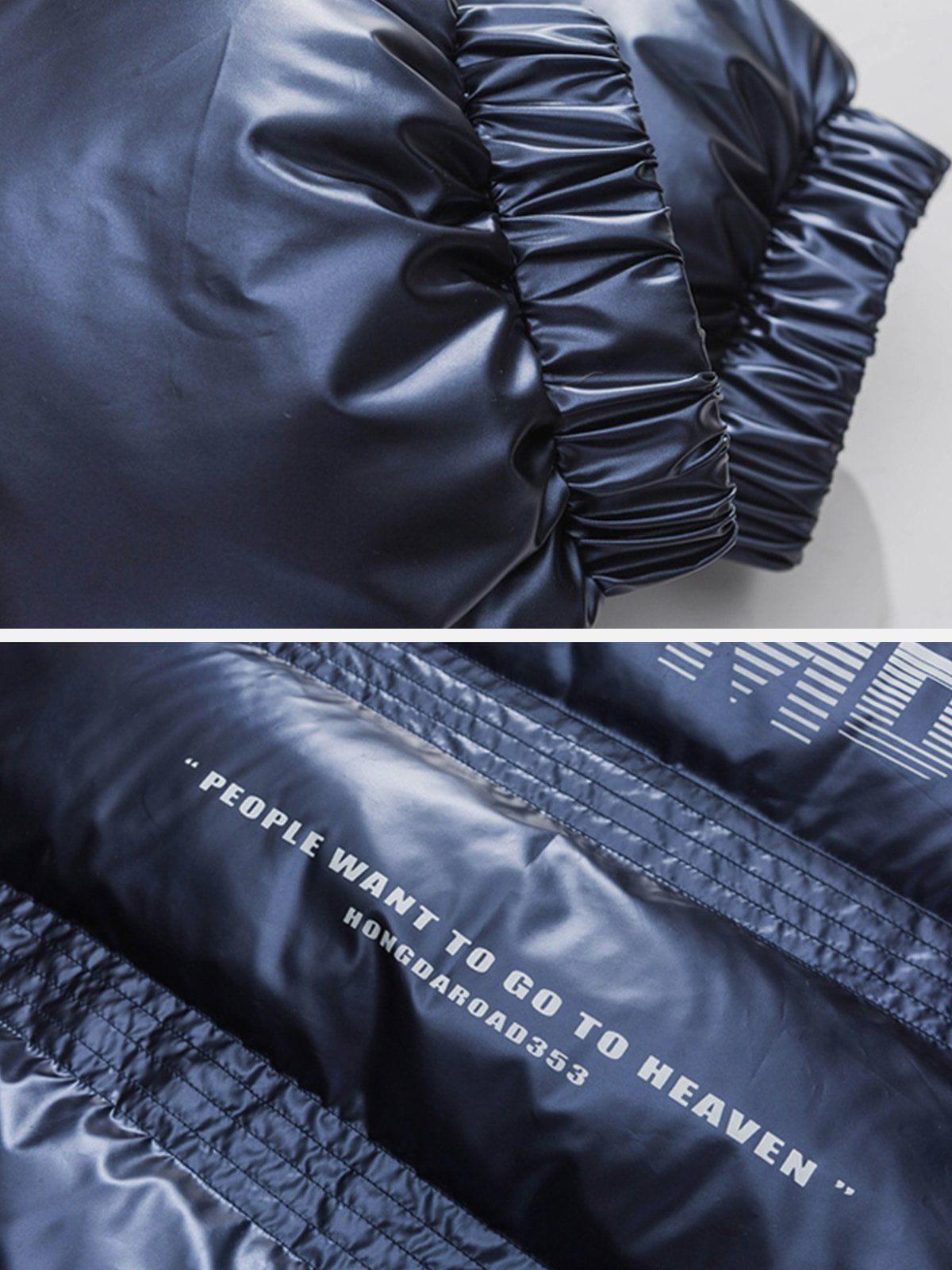 Tntwear® - Glossy Gradient Letters Winter Coat - tntwear1