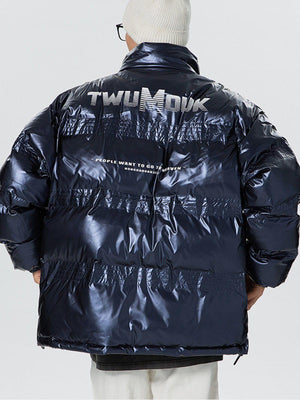 Tntwear® - Glossy Gradient Letters Winter Coat - tntwear1