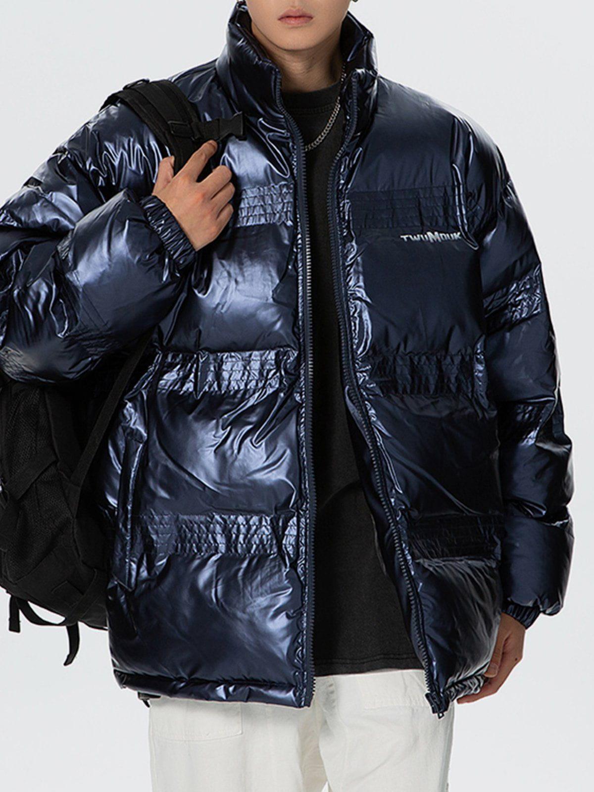 Tntwear® - Glossy Gradient Letters Winter Coat - tntwear1