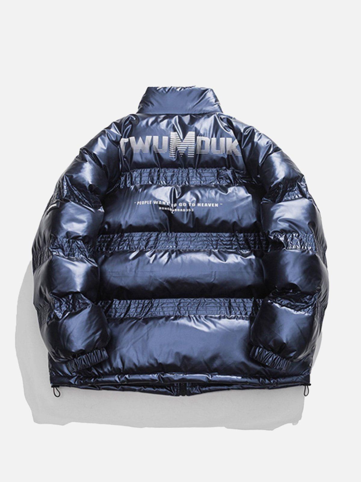 Tntwear® - Glossy Gradient Letters Winter Coat - tntwear1