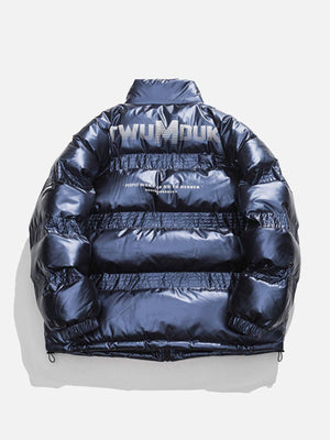 Tntwear® - Glossy Gradient Letters Winter Coat - tntwear1
