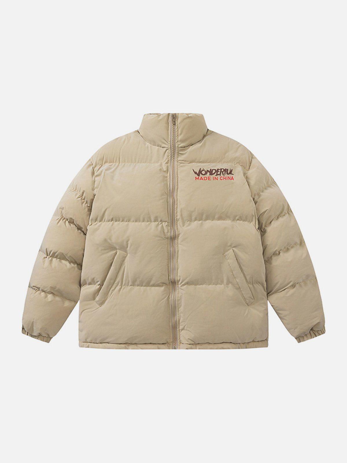 Tntwear® - Hand Drawn Letter Print Winter Coat - tntwear1