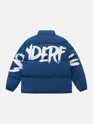 Tntwear® - Hand Drawn Letter Print Winter Coat - tntwear1