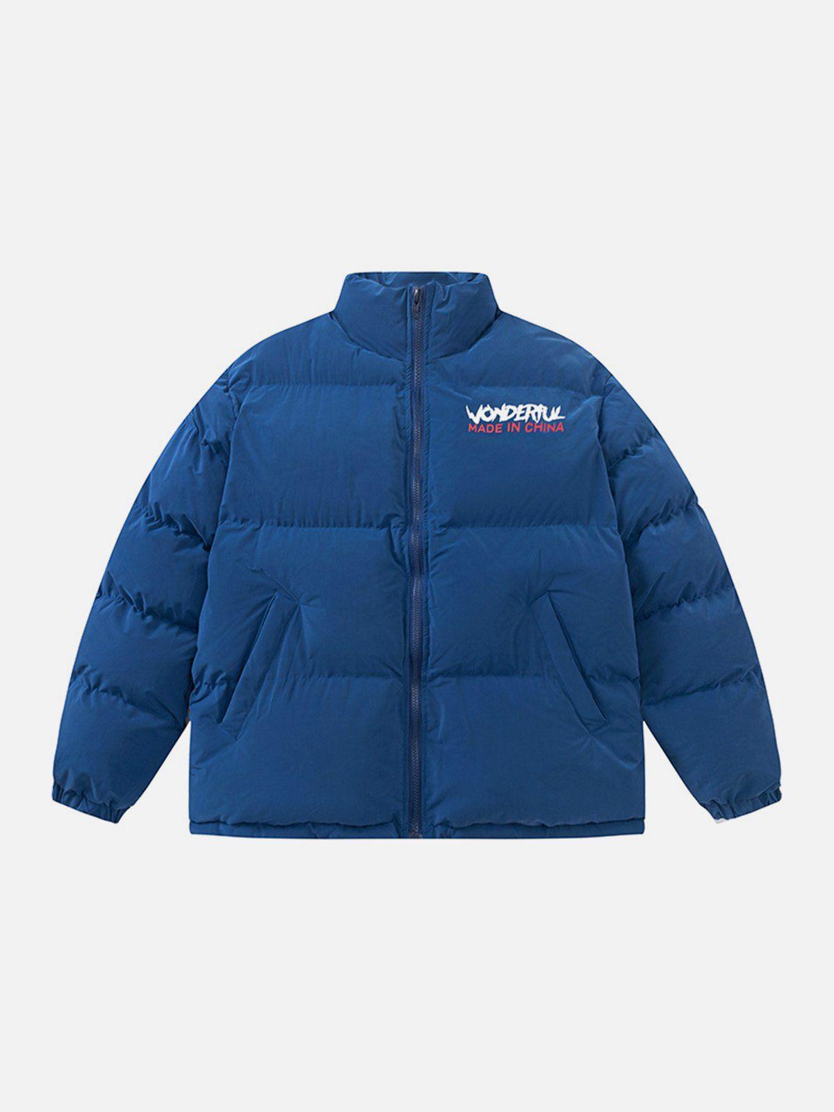 Tntwear® - Hand Drawn Letter Print Winter Coat - tntwear1
