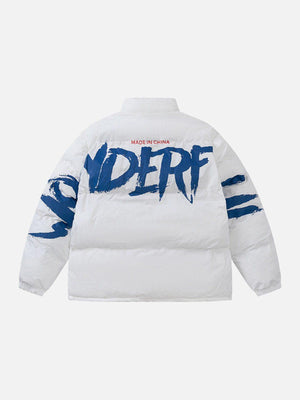 Tntwear® - Hand Drawn Letter Print Winter Coat - tntwear1