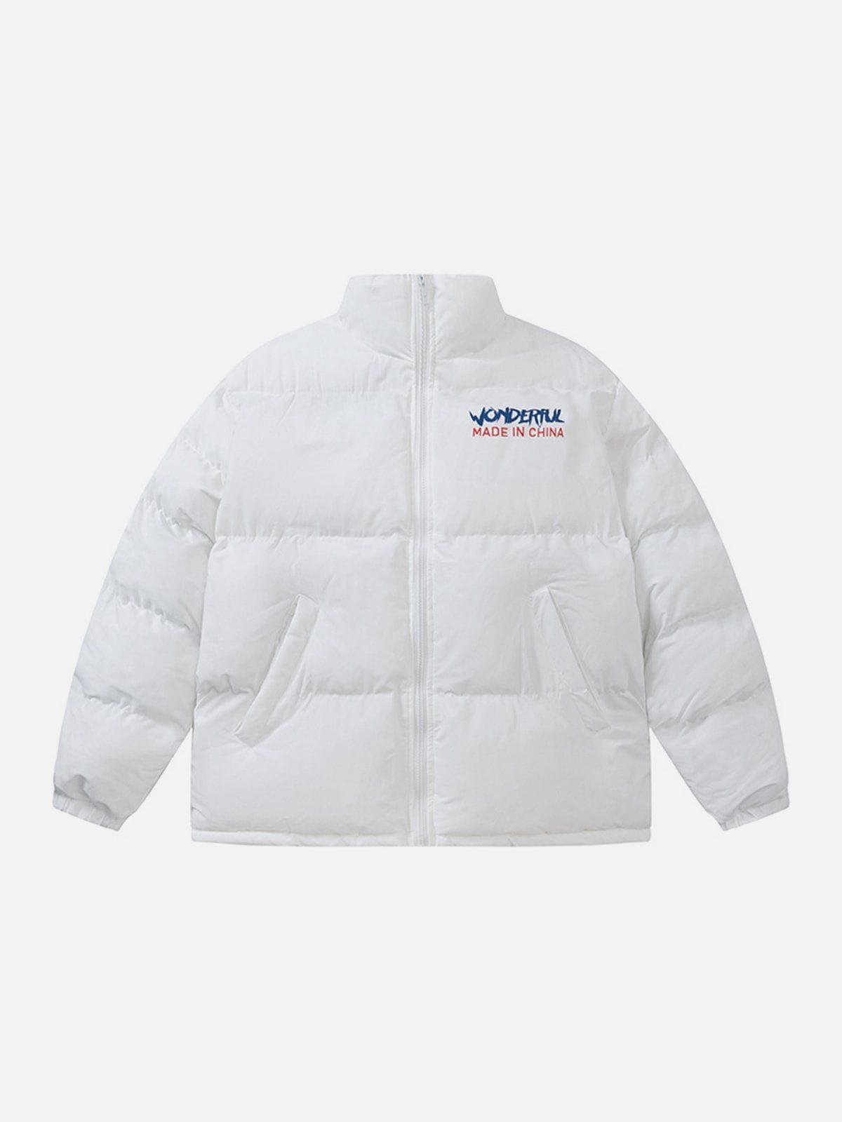 Tntwear® - Hand Drawn Letter Print Winter Coat - tntwear1