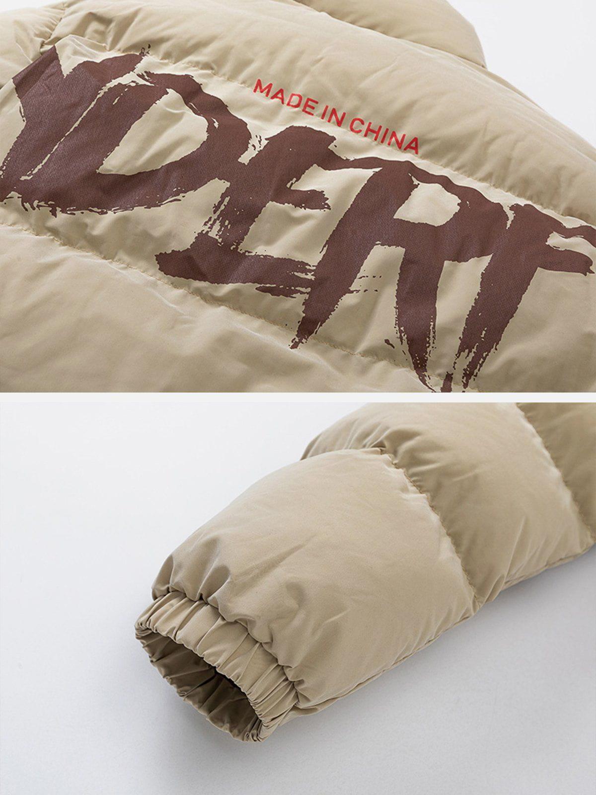 Tntwear® - Hand Drawn Letter Print Winter Coat - tntwear1