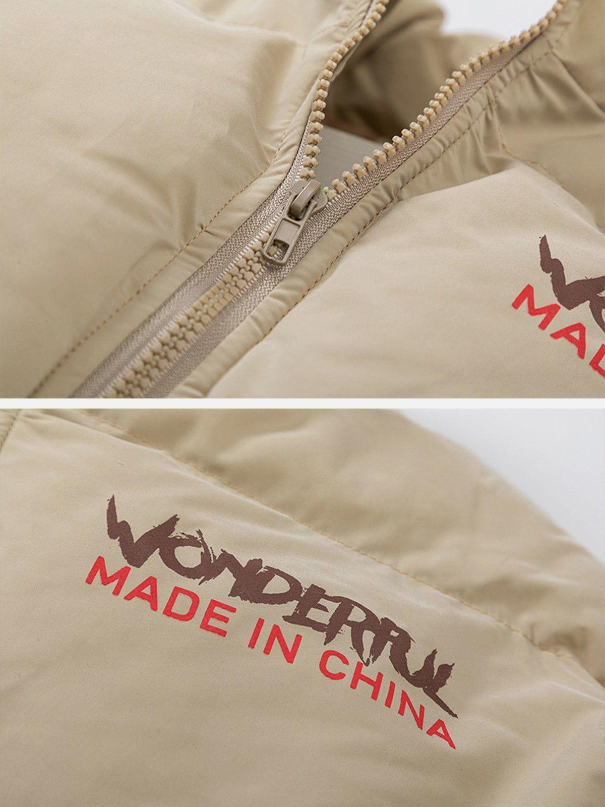 Tntwear® - Hand Drawn Letter Print Winter Coat - tntwear1
