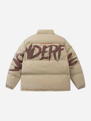 Tntwear® - Hand Drawn Letter Print Winter Coat - tntwear1