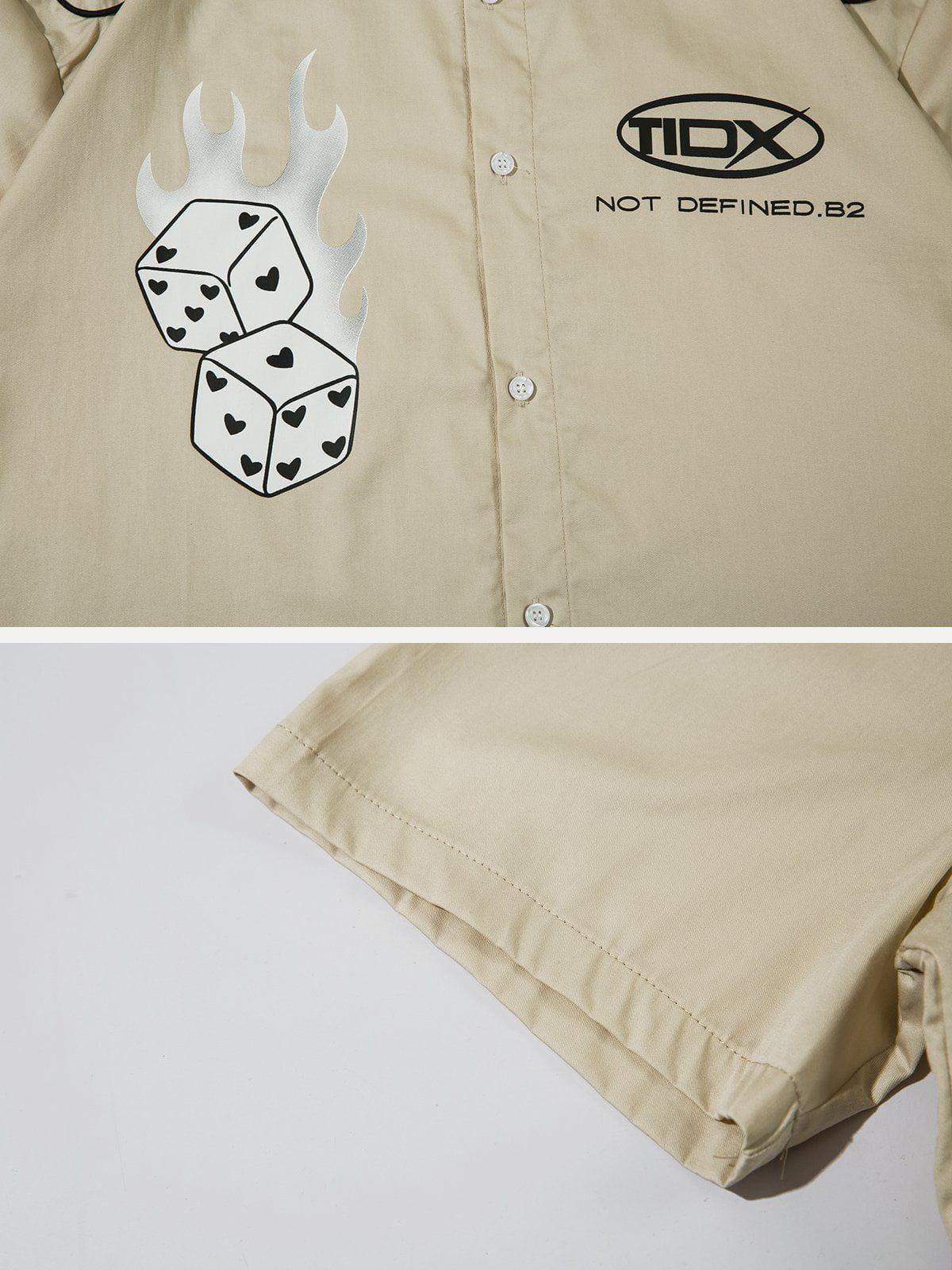 Tntwear® - Heart Print Dice Short Sleeve Shirts - tntwear1