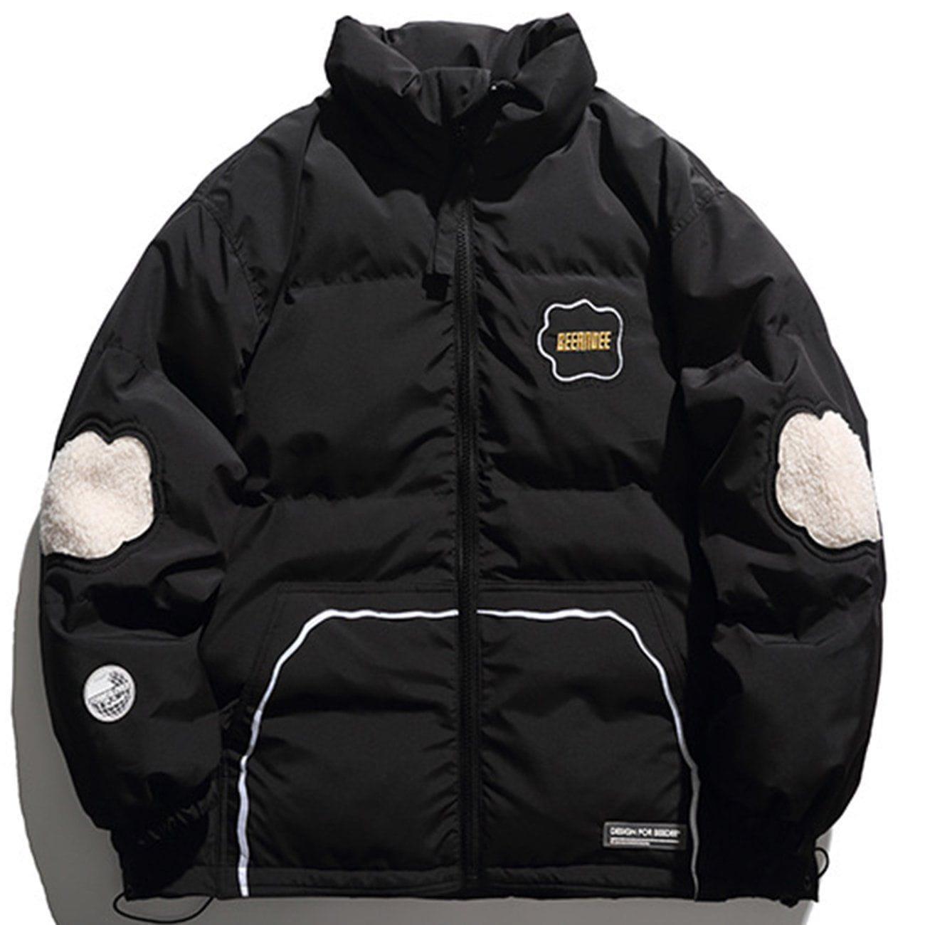 Tntwear® - Irregular Cloud Embroidery Winter Coat - tntwear1