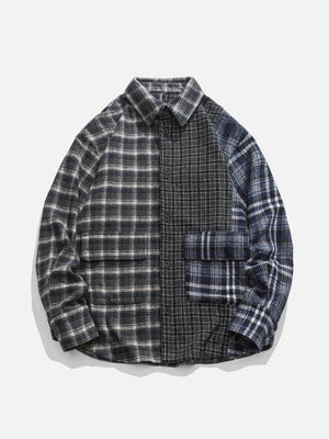 Tntwear® - Lattice Patchwork Long-Sleeved Shirt - tntwear1