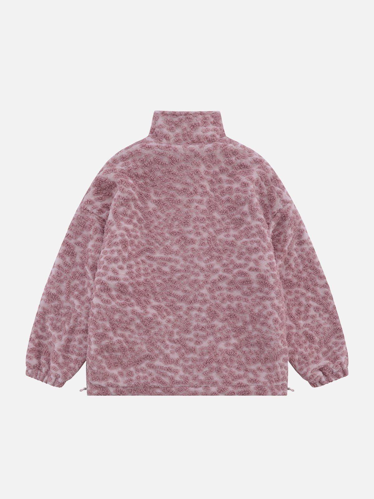 Tntwear® - Leopard Print Flocked Sherpa Coat - tntwear1
