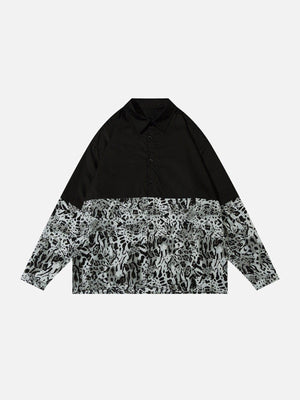 Tntwear® - Leopard Print Paneled Long Sleeve Shirt - tntwear1